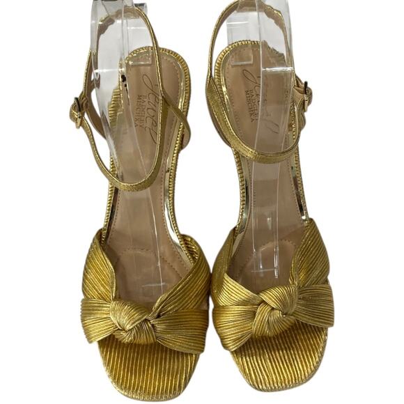Jewel Badgley Mischka Women's Hydee Knot Stiletto Evening Sandals Size 8 Gold - Picture 3 of 8